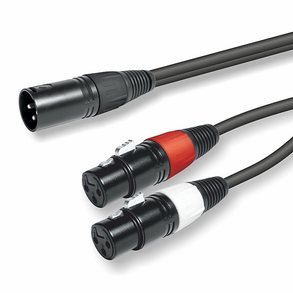 Cable de Sonido Profesional Conversor XLR3 M/ST - 2 XLR3 H/Mo 0,20mt