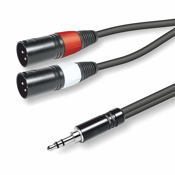 Cable de Sonido Profesional JACK3,5St M - 2 XLR3 M 1,5mt