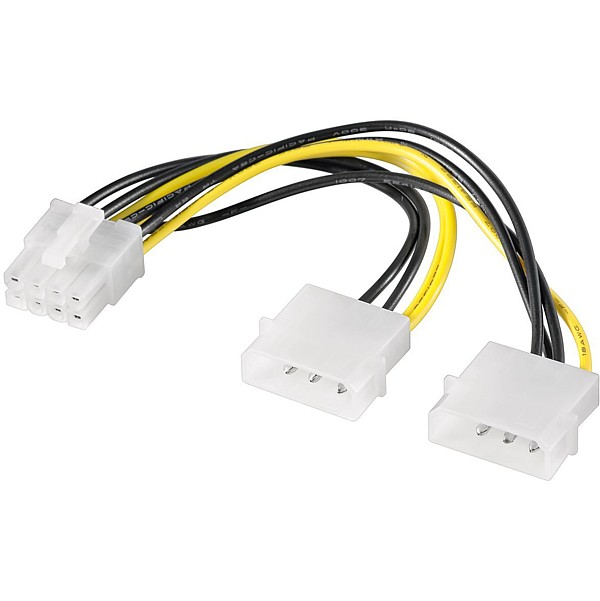 Cable 2x HDD/5.25" macho (4-pin) - PCIe hembra (8 pin)