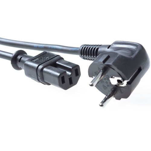 Cable Shucko acodado-C15 recto 1,5mts Negro