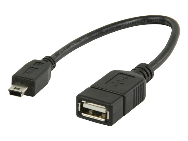 Cable adaptador USB tipo A Hembra - Mini USB (OTG) tipo B 5 pines Macho