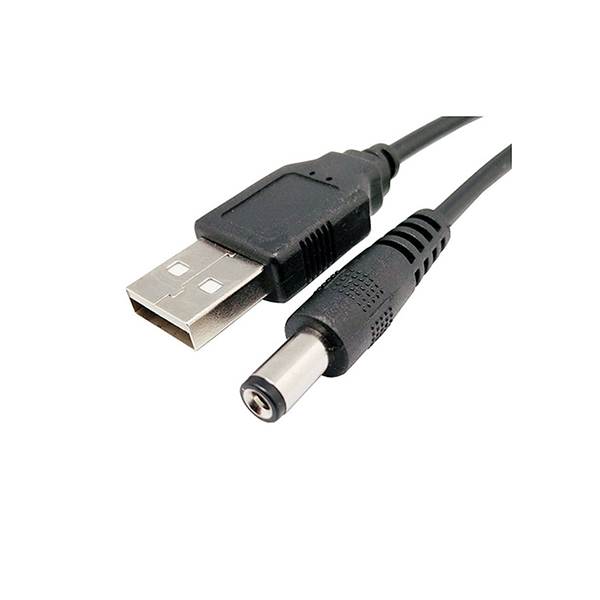 Cable USB A Macho a Jack alimentación 5,5x2,1mm 1Mts