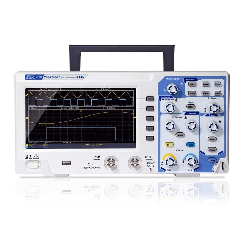 PeakTech® 1335 Osciloscopio Digital 20 MHz/2 CH 100 MS/s