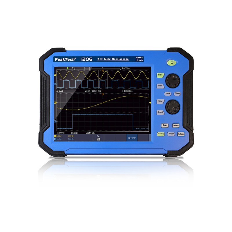 PeakTech® 1206 70 MHz / 2 CH, 1 GS/s Osciloscopio tablet